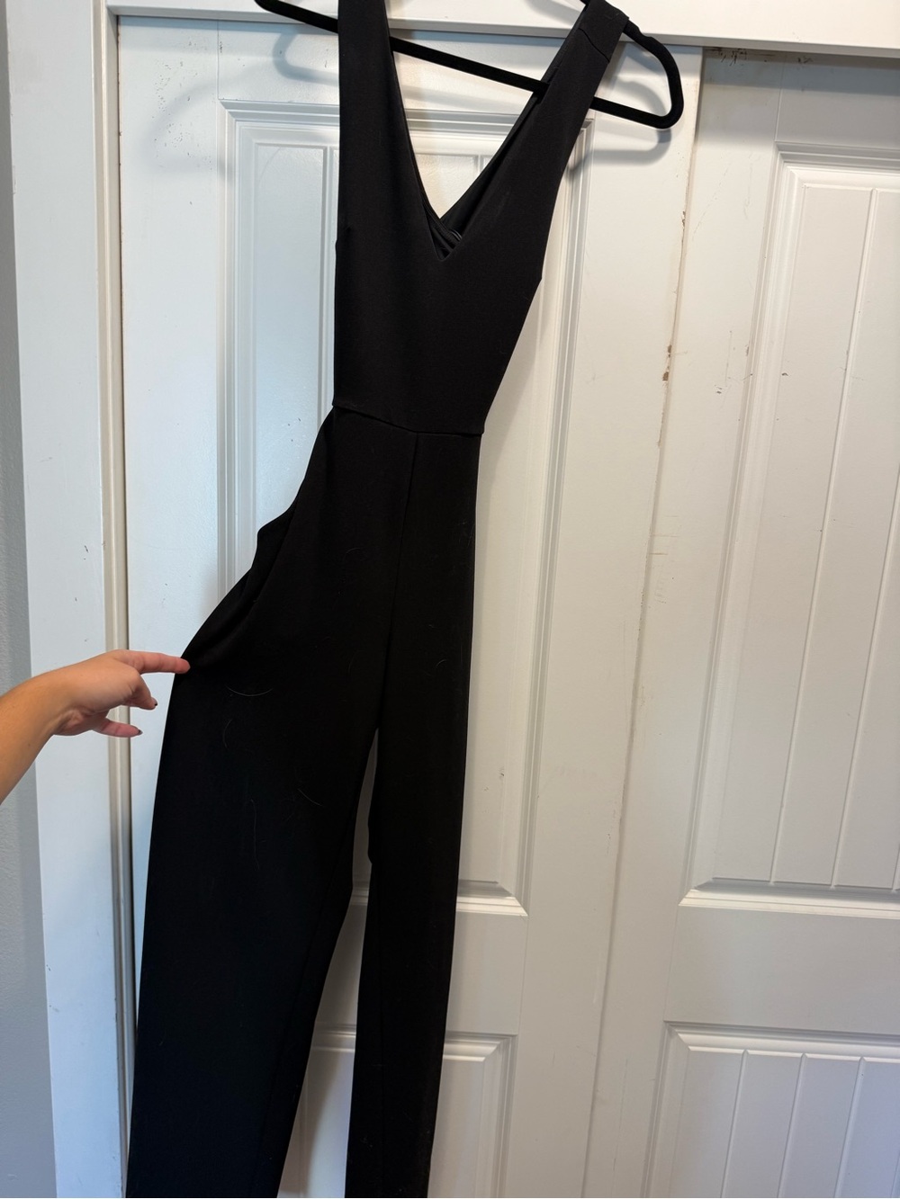 Express Black V-Neck Sleeveless Jumpsuit with Wide Legs